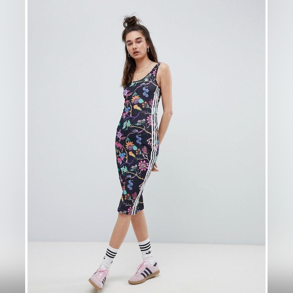 Adidas Originals Flower Print dress in Black Lyst, size S